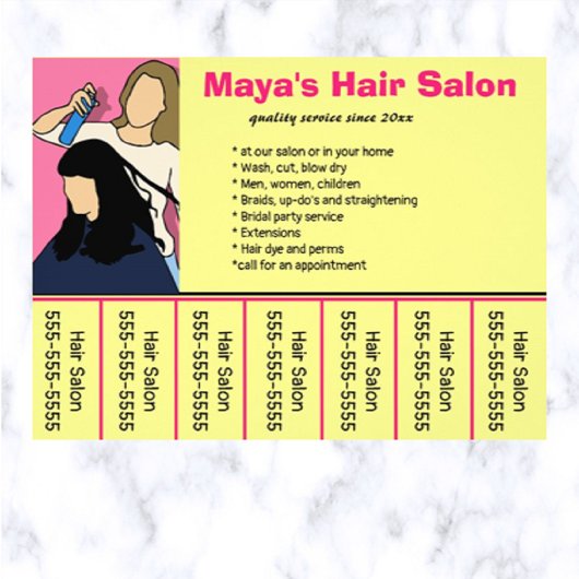 Editable Hair Salon Telefonnummer Flyer