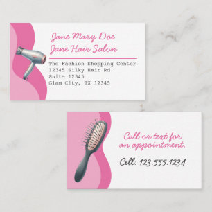 Editable Hair Salon Watercolor Pink Business Card Visitenkarte