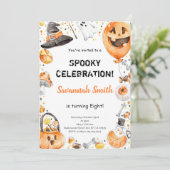 Editable Halloween Birthday Einladung (Stehend Vorderseite)