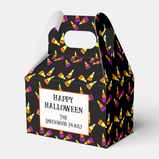 Editable Halloween Candy Corn Pattern Geschenkschachtel (Vorderseite)