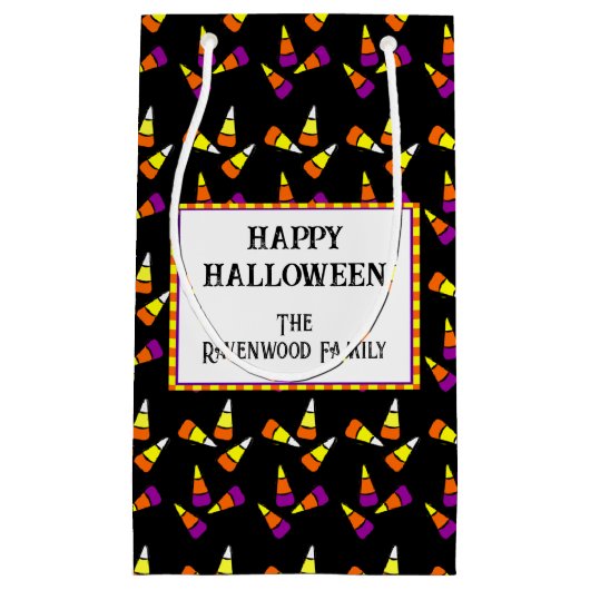Editable Halloween Candy Corn Pattern Kleine Geschenktüte (Vorderseite)