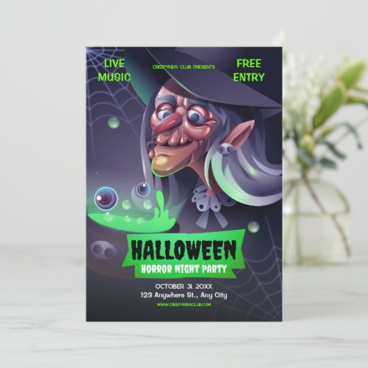 Editable Halloween Einladung, Halloween Horror Ni Einladung (Stehend Vorderseite)