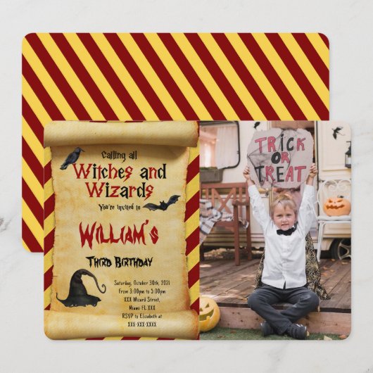 Editable Halloween Foto Einladung (Vorne/Hinten)