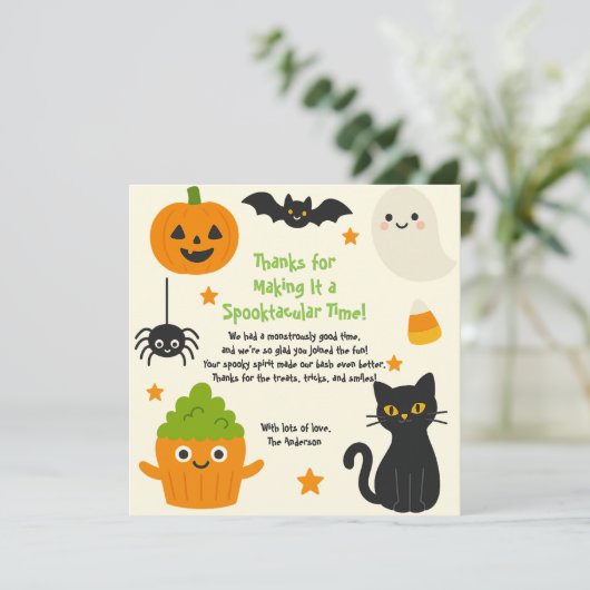 Editable Halloween - Little Monster Bash - Dankeskarte (Stehend Vorderseite)