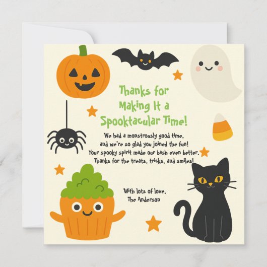 Editable Halloween - Little Monster Bash - Dankeskarte (Vorderseite)