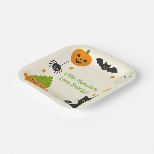 Editable Halloween - Little Monster Bash - Pappteller (Gewinkelt)