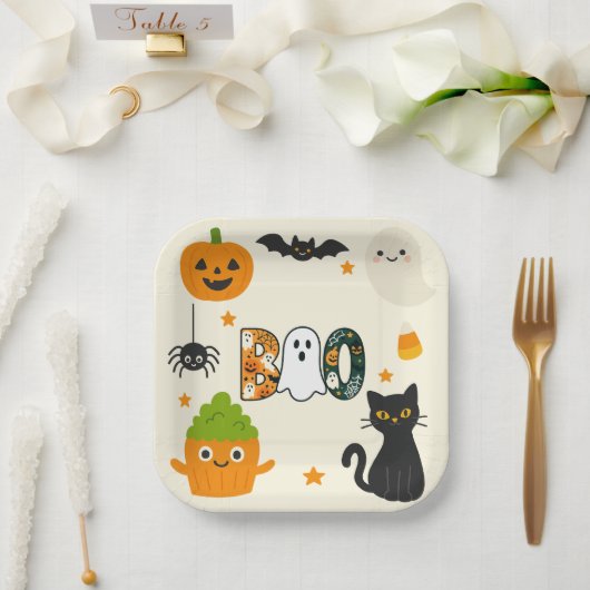 Editable Halloween - Little Monster Bash - Pappteller (Hochzeit)