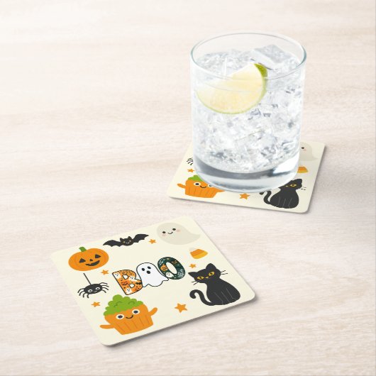 Editable Halloween - Little Monster Bash - Rechteckiger Pappuntersetzer (Vor Ort)