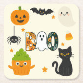 Editable Halloween - Little Monster Bash - Rechteckiger Pappuntersetzer (Vorderseite)
