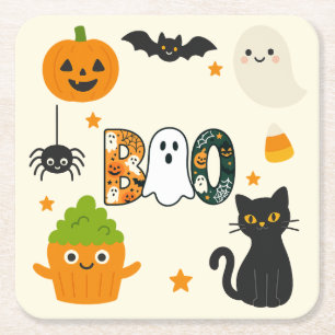 Editable Halloween - Little Monster Bash - Rechteckiger Pappuntersetzer