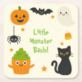 Editable Halloween - Little Monster Bash - Rechteckiger Pappuntersetzer (Vorderseite)