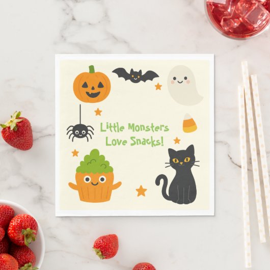 Editable Halloween - Little Monster Bash - Serviette (Beispiel)