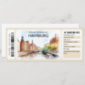 Editable Hamburg Boarding Pass Flugzeug Ticket Einladung (Vorne/Hinten)