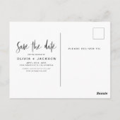 Editable Hand Letted White Save the Date Foto Postkarte (Rückseite)