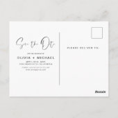 Editable Hand Letted White Save the Date Foto Postkarte (Rückseite)