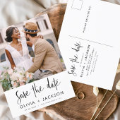 Editable Hand Letted White Save the Date Foto Postkarte