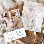 Editable Hand Letted White Save the Date Foto Postkarte<br><div class="desc">Modernes und elegantes Foto Save the Date Hochzeitskarte. Die Save the Date einladende Einladungskarte beinhaltet die Schrift "White Hand Lettered" und das schlichte und schlichte Design auf weißem Hintergrund,  mit dem Sie Ihre individuelle Verlobung Fotografie hinzufügen können.</div>