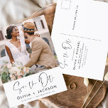 Editable Hand Letted White Save the Date Foto Postkarte<br><div class="desc">Modernes und elegantes Foto Save the Date Hochzeitskarte. Die Save the Date einladende Einladungskarte beinhaltet die Schrift "White Hand Lettered" und das schlichte und schlichte Design auf weißem Hintergrund,  mit dem Sie Ihre individuelle Verlobung Fotografie hinzufügen können.</div>