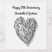 Editable Happy Anniversary Liebe Herz Weinetikett (Einzelnes Label)