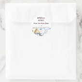 Editable Happy Beehive Rustic Honey Runder Aufkleber (Tasche)