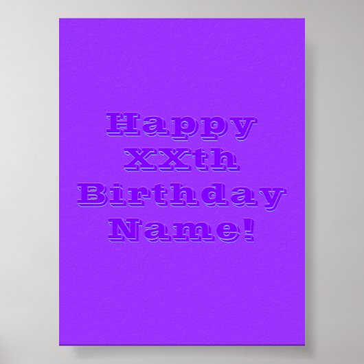 Editable Happy Birthday Jeder Name oder Alter Poster (Vorne)