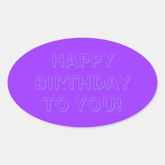 Editable Happy Birthday oder Slogan Ovaler Aufkleber (Vorderseite)