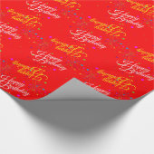 Editable Happy Birthday on Red oder Ihre eigene Fa Geschenkpapier (Ecke)