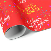Editable Happy Birthday on Red oder Ihre eigene Fa Geschenkpapier (Rolleneckpunkt)