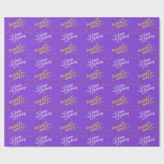 Editable Happy Birthday on Violet oder Ihre Farbe Geschenkpapier (Flach)