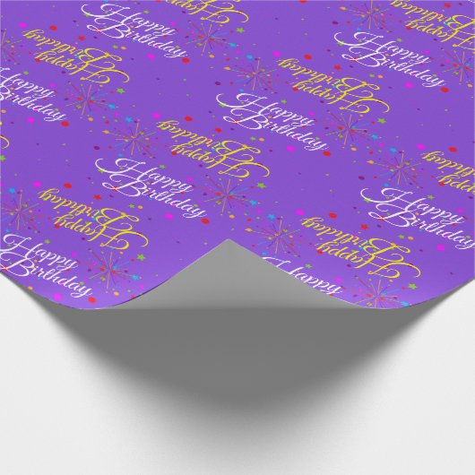 Editable Happy Birthday on Violet oder Ihre Farbe Geschenkpapier (Ecke)