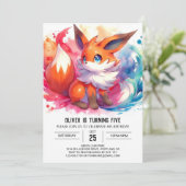 Editable Happy Fox Birthday Einladung (Stehend Vorderseite)