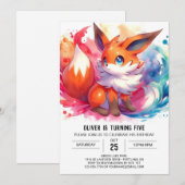 Editable Happy Fox Birthday Einladung (Vorne/Hinten)