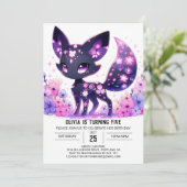 Editable Happy Fox Digital Geburtstag Einladung (Stehend Vorderseite)