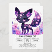 Editable Happy Fox Digital Geburtstag Einladung (Vorne/Hinten)