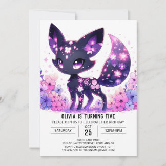 Editable Happy Fox Digital Geburtstag Einladung