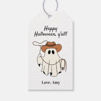 Editable Happy Halloween Cowboy Favor Geschenkanhänger