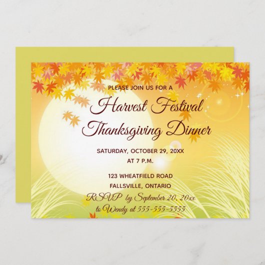 Editable Harvest Festival Erntedank Dinner Einladung (Vorne/Hinten)