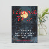 Editable Haunted Gate Halloween Party Invitation Einladung (Stehend Vorderseite)