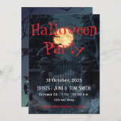 Editable Haunted Gate Halloween Party Invitation Einladung (Vorne/Hinten)