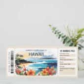Editable Hawaii Flugzeug Boarding Pass Ticket Einladung (Stehend Vorderseite)