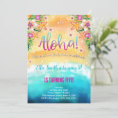 Editable Hawaiian Birthday Kinder Einladung (Stehend Vorderseite)