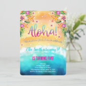 Editable Hawaiian Birthday Kinder Einladung (Stehend Vorderseite)