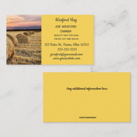 Editable Hay Bale Visitenkarte (Vorne/Hinten)