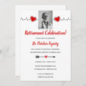 Editable Heart Puls Doctor Retirement Einladung (Vorne/Hinten)