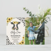 Editable Heilige Kuh Geburtstag Foto Einladung (Stehend Vorderseite)