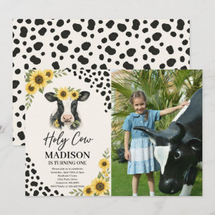 Editable Heilige Kuh Geburtstag Foto Einladung