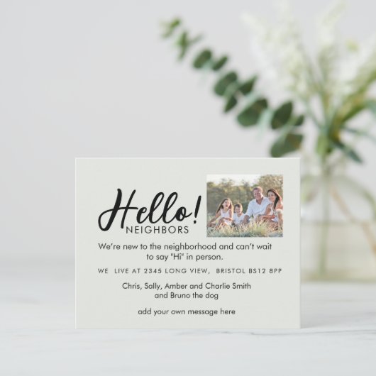 Editable "Hello Neighbor" Postcard | New Address, Ankündigungspostkarte (Stehend Vorderseite)
