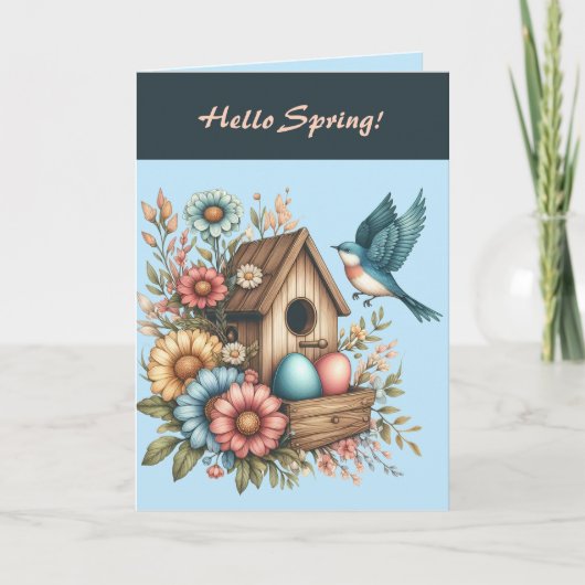 Editable Hello Spring Happy Oaster Karte (Vorderseite)