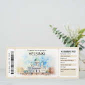 Editable Helsinki Flugzeug Ticket, Finnland Trip Einladung (Stehend Vorderseite)