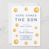 Editable Here Comes The Son Baby Shower Einladung (Vorderseite)